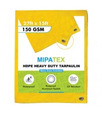 Mipatex Tarpaulin / Tirpal 27 Feet x 15 Feet 150 GSM (Yellow)
